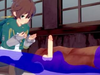 Konosuba yaoi - kazuma čiulpimas su sperma į jo burna - japoniškas azijietiškas manga anime žaidimas seksas gėjus