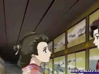 Trois jap dessin animé filles obtient fouetté et gangbanged par sans cheveux
